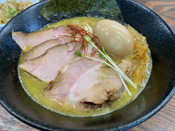 「濃厚牡蠣ソバ 貝めしセット＋チャーシュー＋味玉＋メンマ」@貝だしラーメン 貝ガラ屋 町田の写真