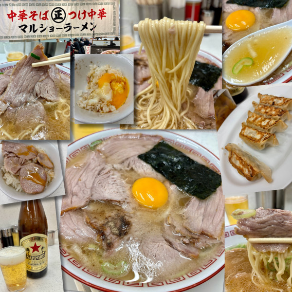 「特製ラーメン＋餃子＋ビール」@マルショーラーメン ヨドバシAkiba店の写真
