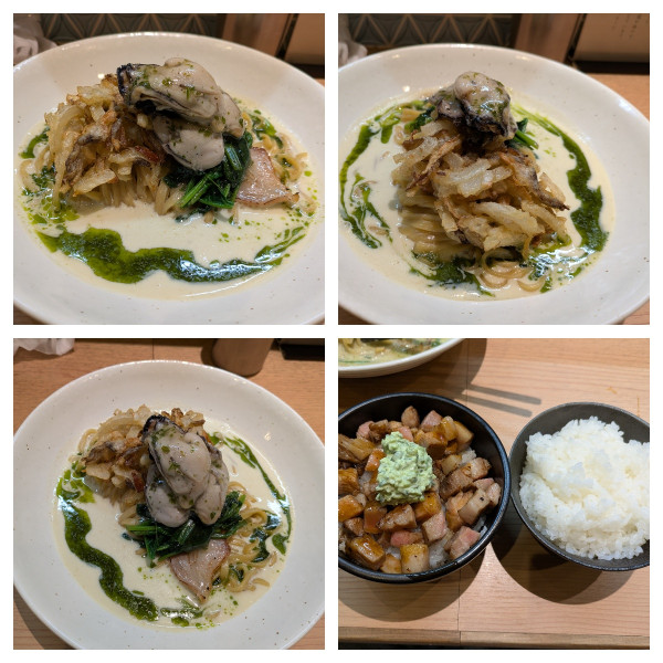 「【限定】牡蠣とほうれん草➕チャーシュー丼➕ライス」@セキレイ 〜NIBOSHI no D5〜の写真