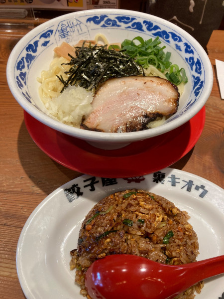 「油そば和風と昔味チャーハンのセット¥1,100」@九州らーめん亀王 谷九店の写真