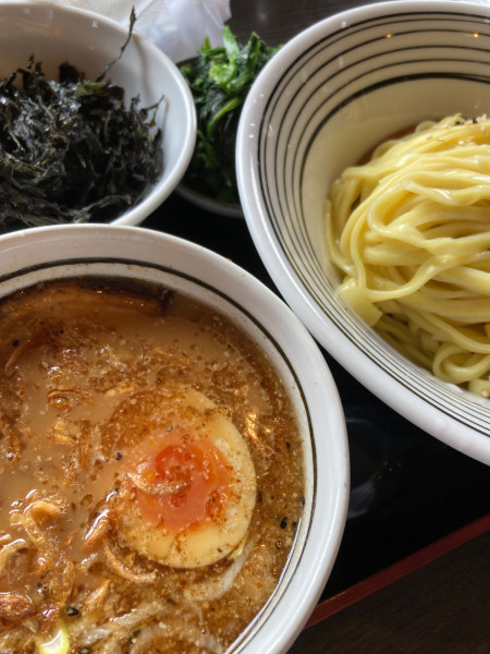 「つけめん（岩海苔、ほうれん草増し）」@ラーメン まっくうしゃ 真喰者 笹口店の写真