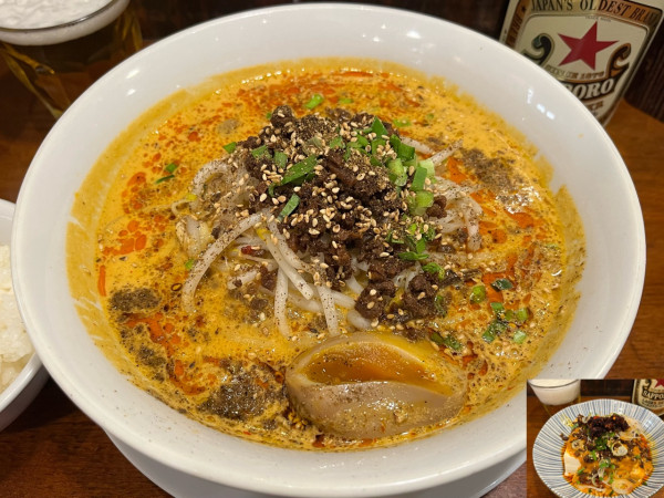 「担々麺 花椒多め+赤星+担々肉味噌辛み奴」@永吉の写真