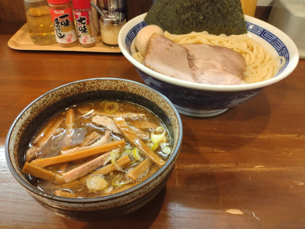 「特製つけめん（大盛）+紅孔雀卵の味玉」@麺屋 青の写真