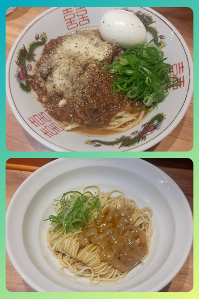 「【限定】牛タン煮込みまぜそば＋スルメイカの肝和え＋味玉」@麺庵 利休の写真