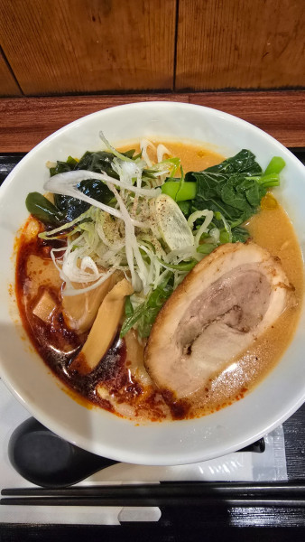 「カラシビ味噌タンメン　1000円」@蕎麦とラー油の写真