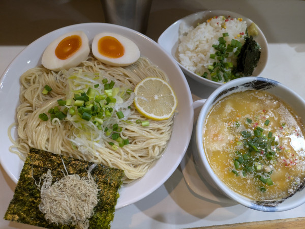 「【限定】鯛白湯昆布水つけ麺大盛り➕飯割り」@麺屋 扇 SENの写真