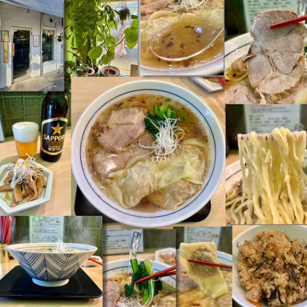 「麦酒＆おつまみメンマ➡塩＋わんたん＋炊き込みご飯」@食堂 ニッコロガシの写真