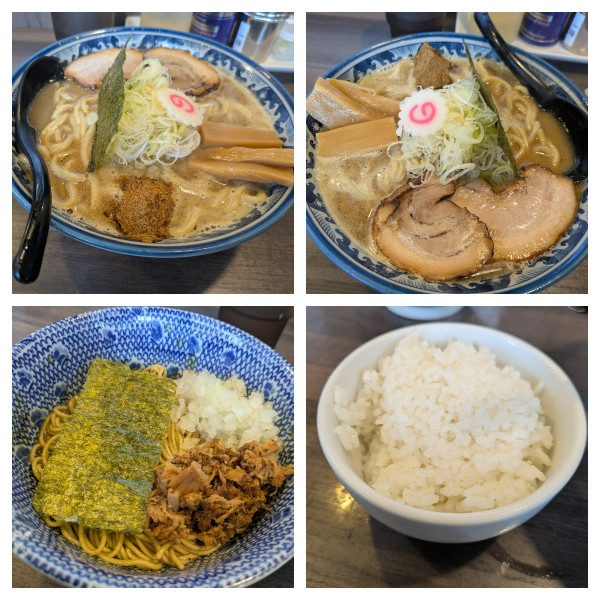 「濃厚狼煙ラーメン大盛り➕和え玉(カレー)➕半ライス」@狼煙 〜NOROSHI〜の写真