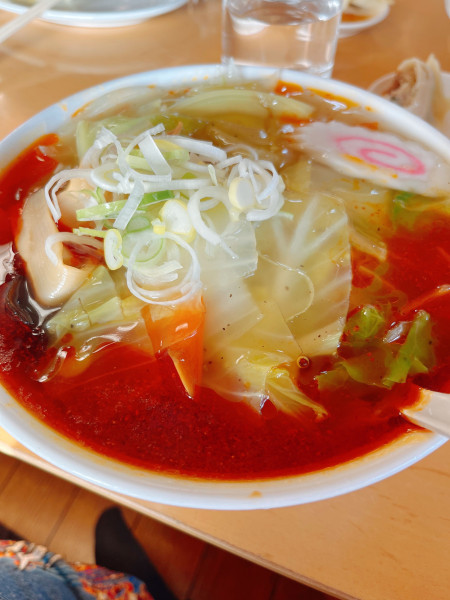 「野菜ラーメン大辛　半麺」@佐野青竹手打ちラーメン いしかりの写真