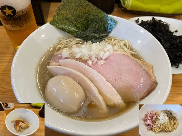 「煮干らーめん 正油+岩のり+🍺+和え玉ハーフ」@煮干らーめん 川むらの写真
