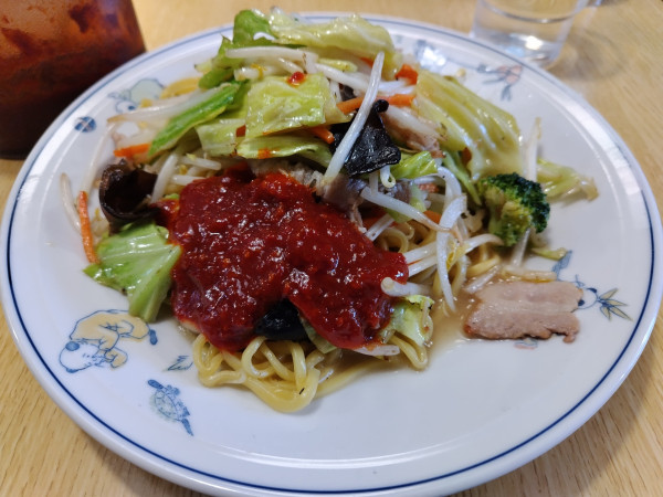 「チャーメン　（麺大盛り）　＋特製豆板醤：無料」@テンホウ 松本渚店の写真