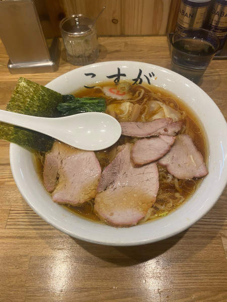 「ワンタン麺(1200円)大盛り(200円)」@白河中華そば こすがの写真