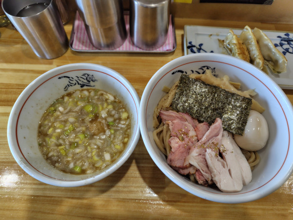 「特級つけそば1500円&焼餃子3個250円」@麺屋特級 金乃虎の写真