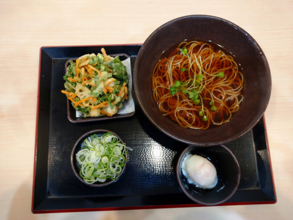 「小柱と春菊のかきあげそば（800円）」@ゆで太郎 川崎砂子店の写真