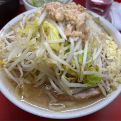 ラーメン ネギ 生玉子(麺半分・ニンニク・ヤサイ・アブラ)