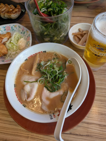 「ラーメン 小＋生ビール 小＋フライドポテト等＋レモンハイ」@ラーメン横綱 柏店の写真
