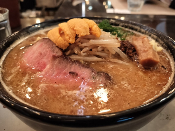 「雲丹と和牛の味噌らぁ麺」@MENSHOの写真