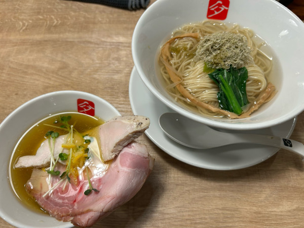 「特製塩つけそば＋煮干しの和え玉」@KITCHEN TAKANOの写真