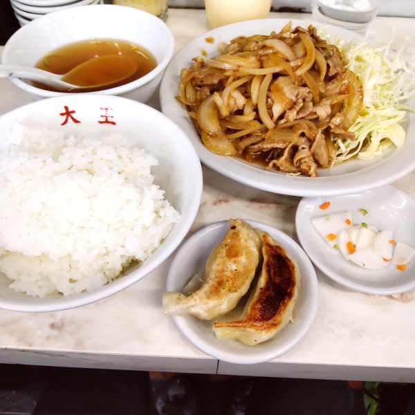 「日替り定食、餃子２個付き（￥550）」@つけ麺大王 蒲田店の写真