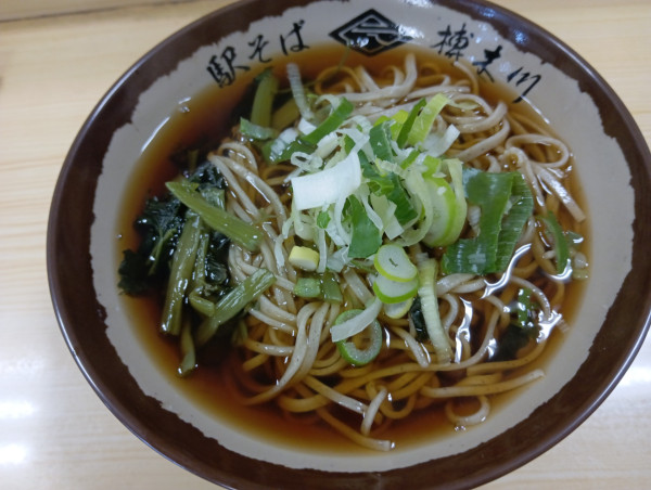 「安曇野産葉わさびそば（¥610）」@駅そば榑木川 松本駅店の写真