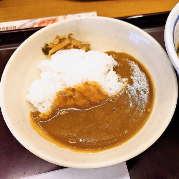「ミニカレー丼朝定食」@山田うどん 北園店の写真