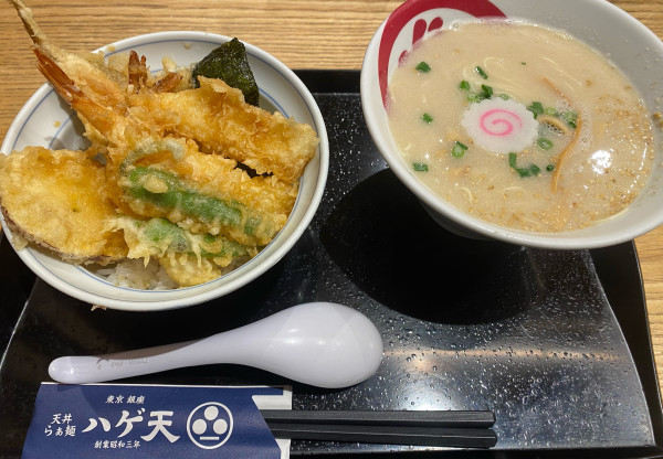「天丼とらぁ麺　1650円」@天丼・らぁ麺 ハゲ天の写真