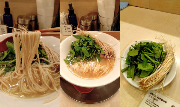 「『塩 芹そば(稲中変更)+芹増し(¥1350+300)』」@食堂 七彩の写真