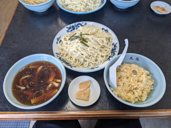 「半チャンつけ麺　大盛り　1040円」@丸長 宮原店の写真