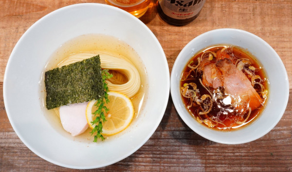 「昆布水つけ麺醤油＋味玉＋スーパードライ中瓶」@3931WORKS.の写真