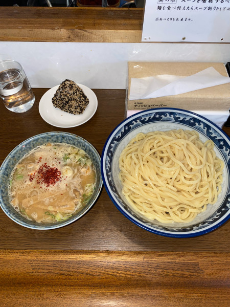 「つけ麺2玉味付玉子サービスおにぎり¥1,280円」@中華そば 坂井田の写真
