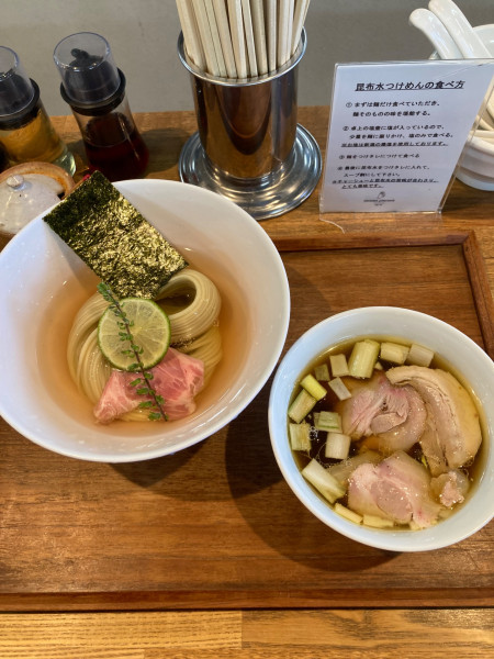 「味玉昆布水つけめん醤油（並）」@YOKOKURA STOREHOUSEの写真