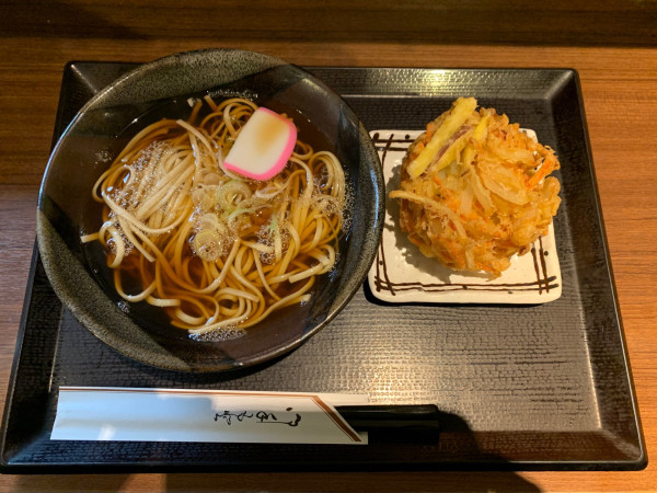 「かき揚げ天そば」@車やの写真