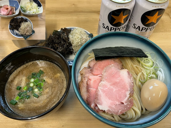 「豚骨地鶏魚介つけ麺 特製 中盛り+のり+とろろ昆布+ねぎ」@麺処 有彩の写真