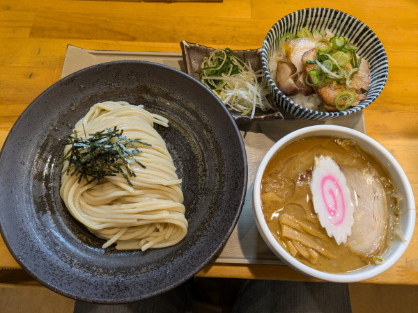 「みそつけそば＋平日丼セット」@つけ蕎麦 中華蕎麦 尚念 南松本店の写真
