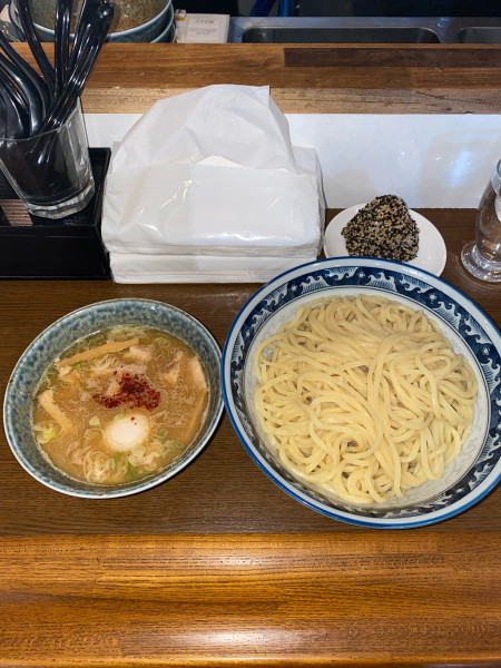 「つけ麺2玉味付玉子サービスおにぎり¥1,280円」@中華そば 坂井田の写真