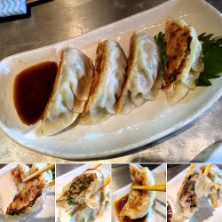 合い盛り餃子(焼き2個・味噌2個)　600円