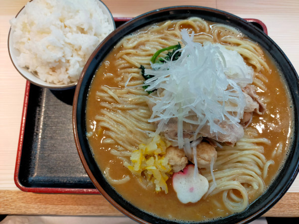 「【限定】柚子味噌󠄀らー麺(メガ盛)1450円+白飯200円」@らー麺土俵 鶴嶺峰の写真