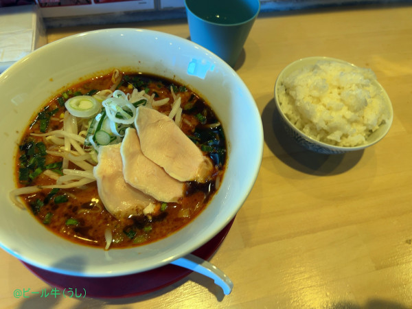 「カラシビ味噌ラーメンスタンダード(946円)、ライス中(198円」@麺Laboタイガー＆ドラゴン 谷塚店の写真