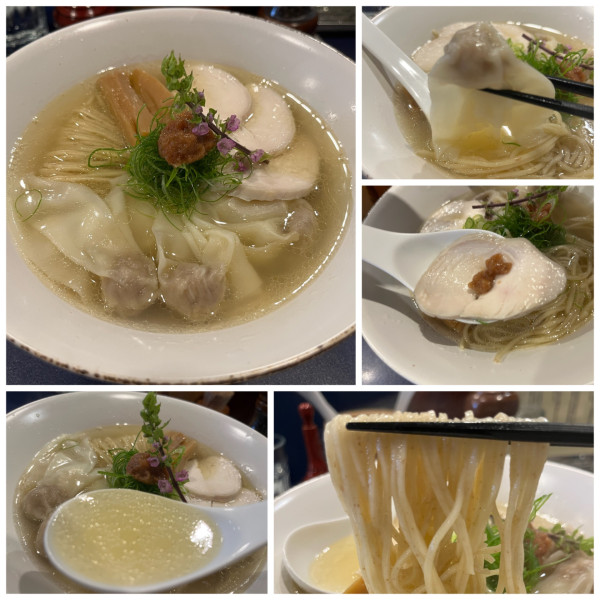 「【限定】梅の塩支那そば1100円＋肉ワンタン150円」@世田谷磯野の写真