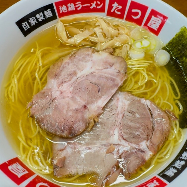 「塩ラーメン＋ピリ辛ネギ辛チャーシュウ丼 1100円」@地鶏ラーメン たつ屋の写真