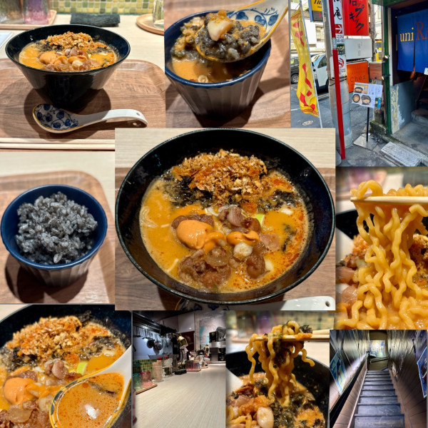 「ウニラーメンレッド1400円＋イカ墨ご飯（無料）」@uniRAの写真