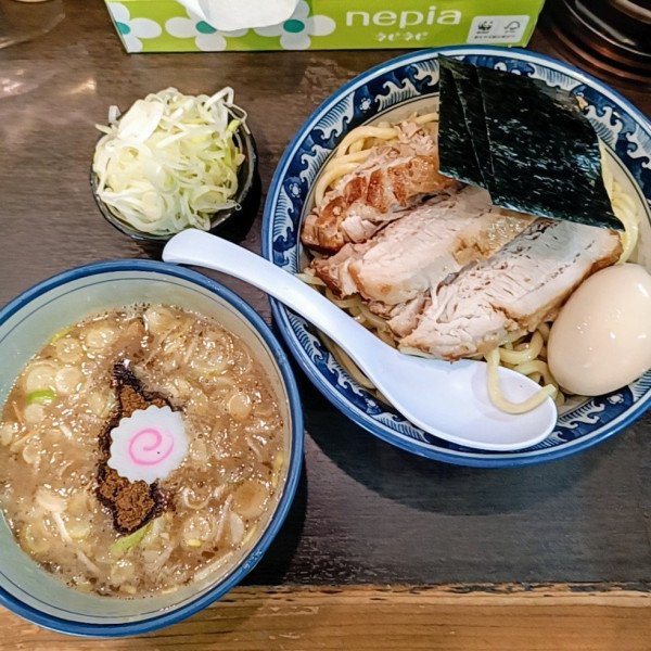 「特製つけそば並盛､ねぎ増し」@中華そば わた井の写真