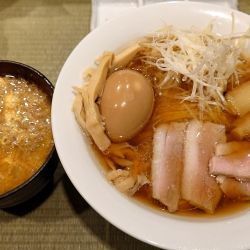 鴨ラーメン上 + 飲める親子丼