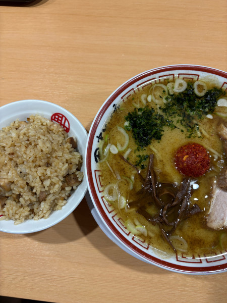 「山形から味噌ラーメン　肉丼」@田中そば店の写真