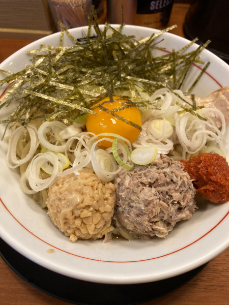 「ひっぱりまぜそば¥950」@烈火 庄内本店の写真