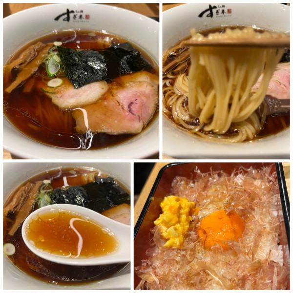 「醤油らぁ麺と玉子かけご飯セット1600円ビール550円」@らぁ麺すぎ本 丸の内店の写真