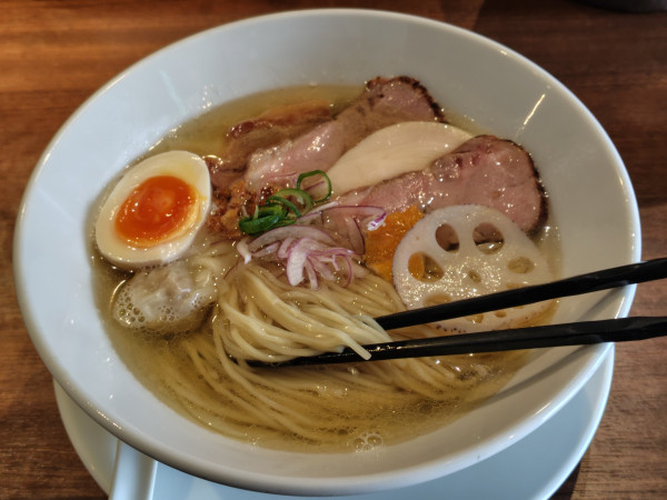 「焼鯵煮干し 特製塩らあめん·お茶漬け用ご飯」@らあめん あじるくの写真