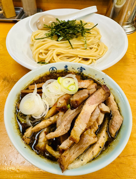 「味玉チャーシュー竹の子つけそば【1500円】」@中華そば 喜富の写真