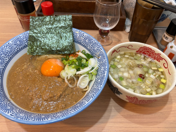 「牡蠣味噌かま玉つけそば」@中華そば専門 とんちぼの写真