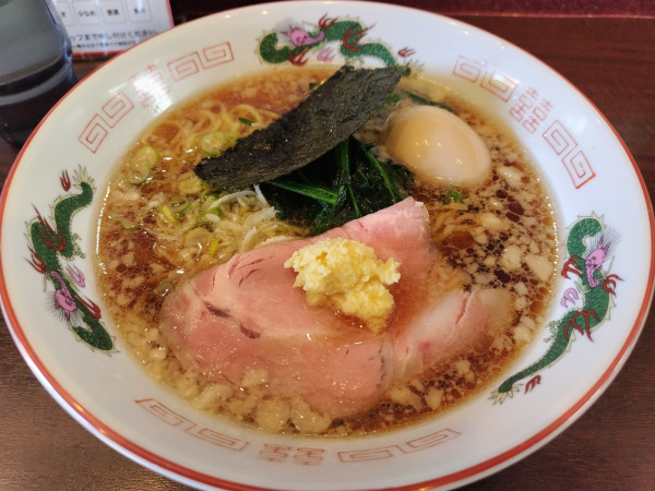 「【限定】背脂生姜中華そば　＋味玉：サービス券」@豊潤らあめん  三代目 紀守の写真